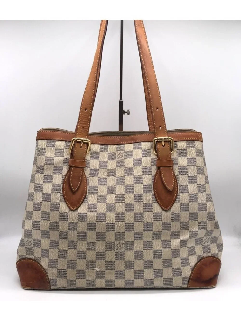 Louis Vuitton Damier Azur Hampstead MM Tote Shoulder Bag Price Negotiation
